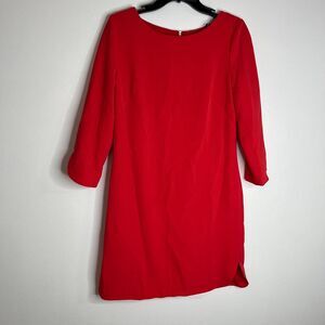 VINCE CAMUTO Red 3/4 Sleeve Zipper Back Lined Sheath Dress Sz 6